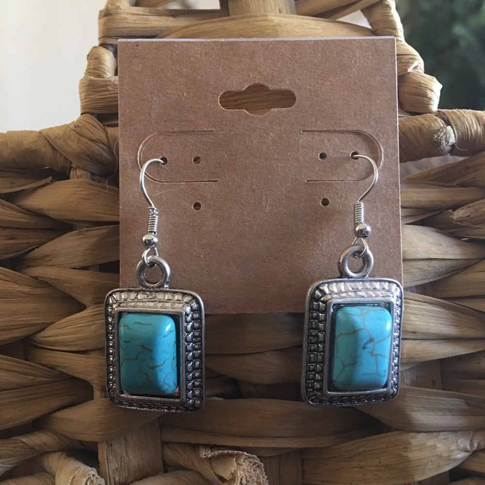 Southwest style faux turquoise drop earrings